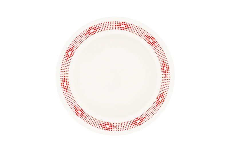 Assiette creuse circulaire &agrave; pois de 8 po