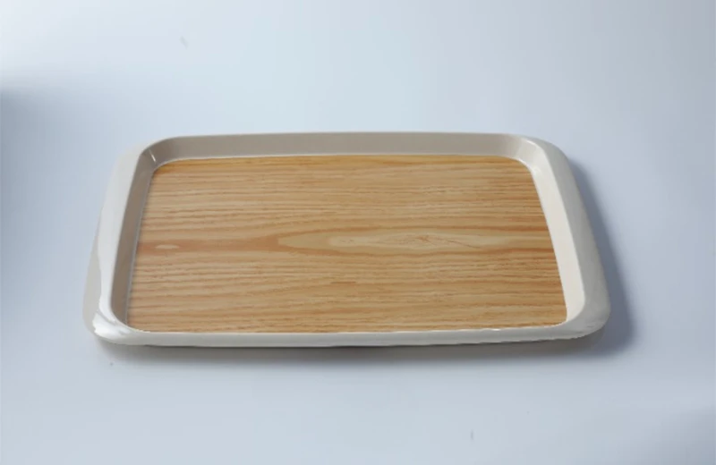 Plateau de service &agrave; grain de bois avec rebord S&eacute;rie Wood Grain