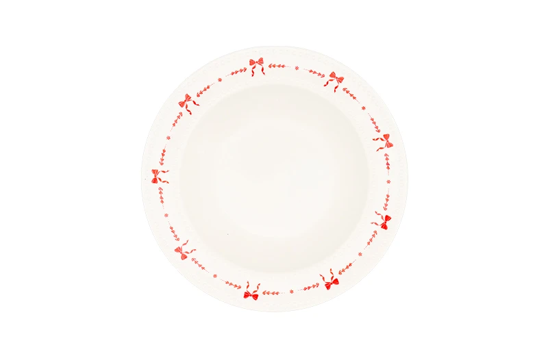 Assiette creuse circulaire &agrave; pois de 8 po