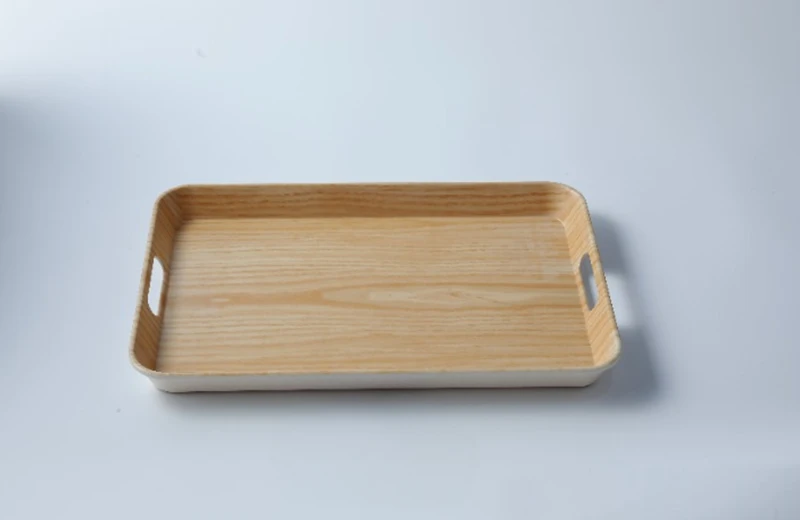 Plateau &agrave; grains de bois de taille moyenne de 14 pouces, s&eacute;rie de grains de bois