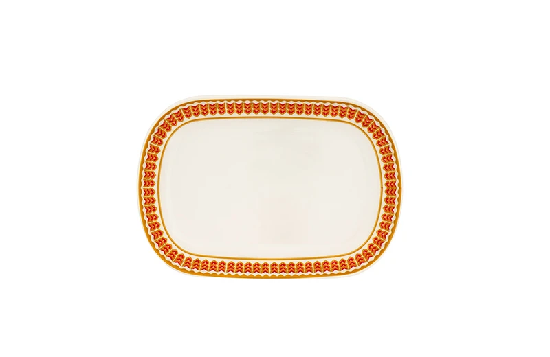 Assiette rectangulaire en m&eacute;lamine de 11 pouces, style du Moyen-Orient