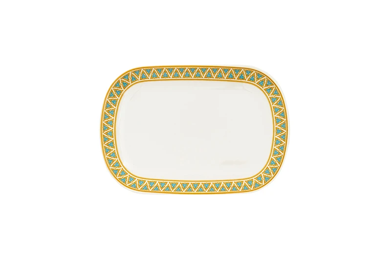 Assiette rectangulaire en m&eacute;lamine de 11 pouces, style du Moyen-Orient