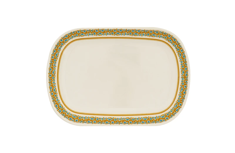 Assiette rectangulaire en m&eacute;lamine de 11 pouces, style du Moyen-Orient